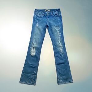 Just U.S.A. Polka Dotted Distressed Denim Jeans